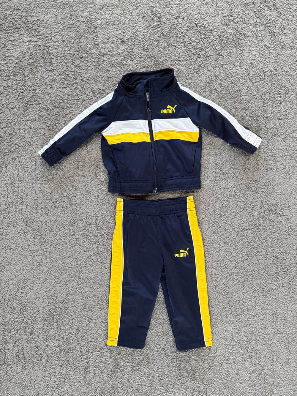Puma Kids Navy, Yellow & White Track Jacket and Pants Set